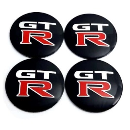 Наклейка на колпаки GTR сферическая изогнутая 5,6см 4шт черная NZD 068