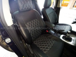 Авточехлы  Toyota Corolla Тойота Королла 2013-2019г кузов 160 180 экокожа черная серая нить ромб