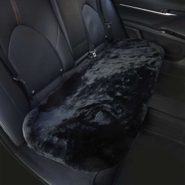 Накидка  короткий ворс задний ряд на подкладе мутон черный 130х55см   