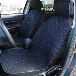 Чехлы  накидки на сиденье лен 2Д синий нитка комплект 5шт   
