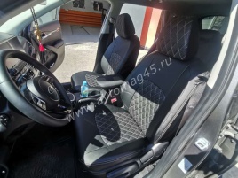 Авточехлы  Kia Seltos Киа Селтос 2019-2022г экокожа черная серая нить соты