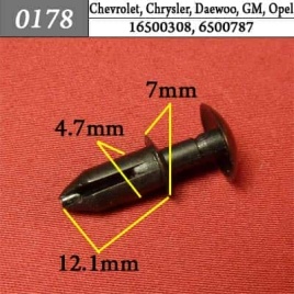 0178 Клипса пистон для Chevrolet Chrysler Daewoo Ford GM Opel