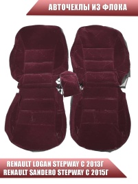 Авточехлы  Renault Logan Stepway с 2013г Renault Sandero Stepway с 2015г 2/3 красный флок