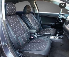 Чехлы  накидки на сиденье вельвет форма 2Д черно-золотой/черно-белый комплект 5шт   