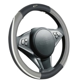 Car Fashion Step  оплетка руля экокожа черно-серо-белая размер M   