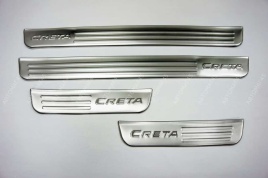Накладки на внутр пороги Hyundai Creta 1 Хендай Крета 2015-2021г хром 4шт