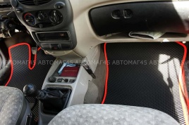 EVA ЭВА  коврики в салон Лада Kalina Granta Datsun On-do Mi-do черн красный кант рис ромб компл 5шт