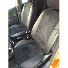 Авточехлы  Skoda Octavia A5 Шкода Октавиа А5 2008-2013г 2/3 экокожа алькантара черная ромб   