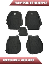 Авточехлы  Daewoo Nexia Дэу Нексиа 2008-2016г жаккард серый ЛОГО  