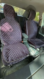 Гелакси  Накидки на сиденье на силиконе велюр черные с красной ниткой 2шт 