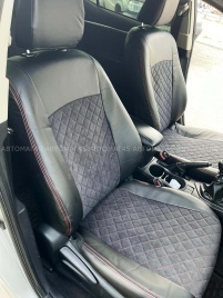 Авточехлы  Toyota Corolla Тойота Королла 2013-2019г кузов 160 180 экокожа алькантара красн нить ромб