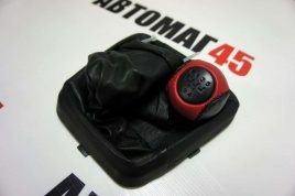 Azard  Ручка КПП с чехлом Лада Kalina Калина экокожа черно-красная   