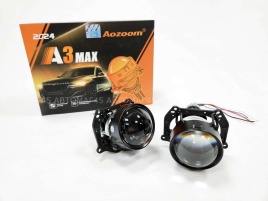 Aozoom  A3 Max 2024 светодиодные Би-Led линзы 2.5" 12V 49W 5500K 4200Lm 1 чип гарантия 12 месяцев   