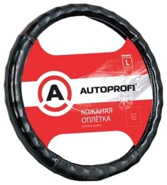 Autoprofi  оплетка руля кожа черная ребристая размер L AP-765 BK   