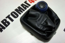 Azard  Ручка КПП с чехлом Лада Kalina Калина экокожа черно-синяя   