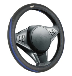 Car Fashion Step  оплетка руля экокожа черно-сине-белая размер M   