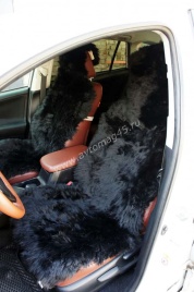 Накидка  длинный ворс черный 140х50см подклад черный 2шт   