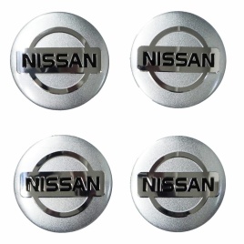 Наклейка на колпаки Nissan сферическая изогнутая 5,6см 4шт серебро 290114