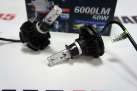 X3 чип  ZES LED 2шт H3 12В 50W 6500K 6000Lm с обманкой гарантия 1мес   