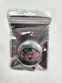 Наклейка на колпаки Toyota сферическая изогнутая 5,4см 4шт серебро (226746)