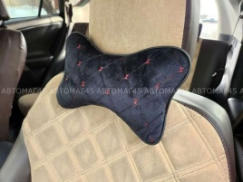 Maximal Подушка косточка под шею велюр черная с красной ниткой 26х19см 1шт   