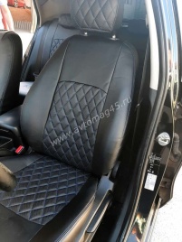 Авточехлы  Kia Ceed Киа Сид 2006-2012г экокожа черная серая нить ромб   