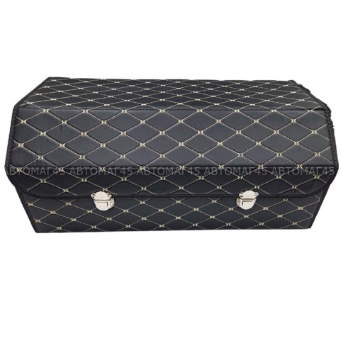 C2R Органайзер  багажника кофр экокожа черный с бежевой ниткой 70 x 30 x 30см MAXIMAL Big   фото 2