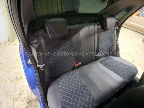 Авточехлы  Лада Granta Гранта  2/3 с 08.2018г экокожа алькантара черная ромб г.Ростов  фото 6