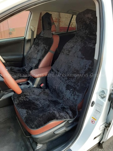 Накидки  короткий ворс мутон черный кусковой  140х55см 2шт    фото 1