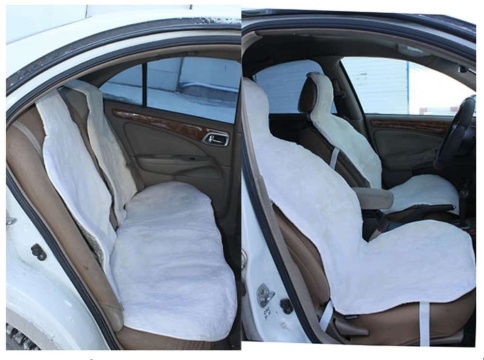 Накидки  короткий ворс мутон белый KN 0217 140x55 на весь салон 5шт    фото 1