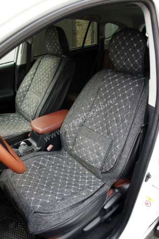 Чехлы  накидки на сиденье лен форма 2Д серый передние 2шт    фото 2