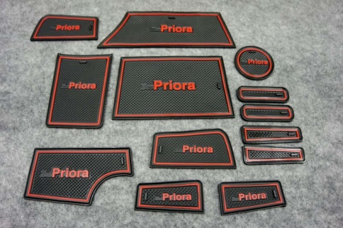 Коврики в ниши Лада Lada Приора Priora 2 красные буквы 13пр. фото 2