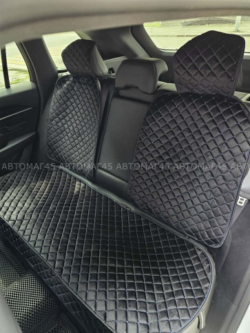 Гелакси  Накидки на сиденье на силиконе велюр задний ряд черные с синей ниткой 3шт  фото 1