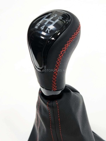 SALMAN Ручка КПП Lada Лада Приора 2 черный лак с красной ниткой в сборе   фото 5