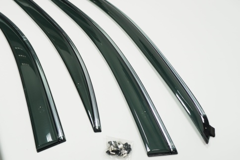 Дефлекторы окон Chevrolet Aveo T300 Шевроле Авео Т300 2012-2015г с хромом комплект 4шт    фото 2