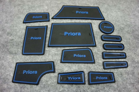 Коврики в ниши Лада Lada Приора Priora 2 синие буквы 13пр. фото 2