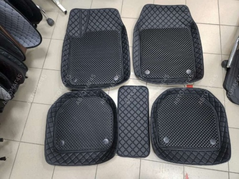 Коврики универсальные с бортиком экокожа съемный eva черный комплект 5шт    фото 1