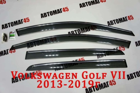 Дефлекторы окон Volkswagen Golf 7 Фольцваген Гольф 7 2012-2019г хром молдинг комплект 4шт    фото 1