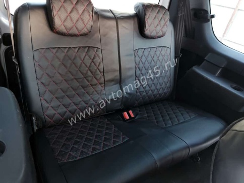 Авточехлы  Lada Largus Ларгус Largus Cross 7 местный экокожа черный с серой ниткой ромб 1пок до 20г фото 5
