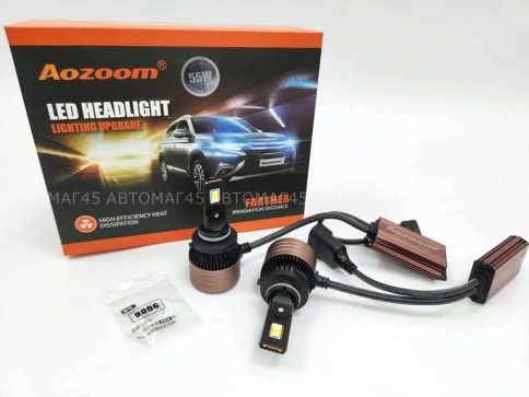 AOZOOM лампы LED 2шт HB3(9005) HB4(9006) HIR2(9012) 12В 55W 5500K 6000Lm с обманкой гар 12мес фото 1