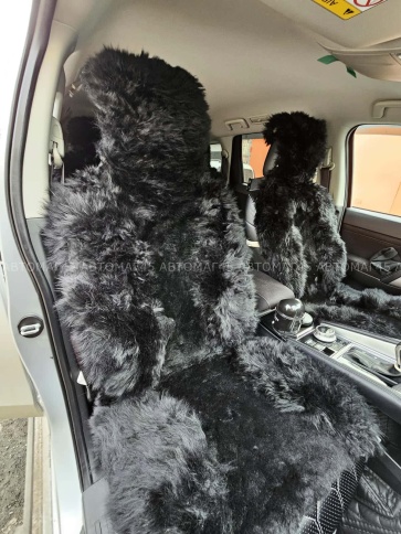 Fentow Накидки  комбинированные черный волк 142x55см комплект на салон 5шт    фото 9