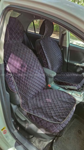 Гелакси  Накидки на сиденье на силиконе велюр черные с красной ниткой 2шт  фото 4