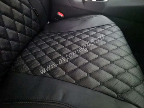 Авточехлы  Toyota RAV4 Тойота Рав4 2018-2025г XA50 экокожа черный модель Байрон    фото 2