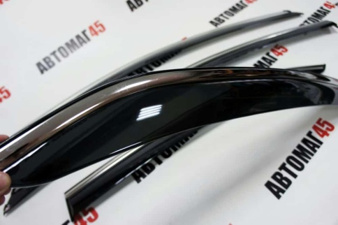 Дефлекторы окон Toyota Camry V70 Тойота Камри V70 2017-2024г с хромом комплект 4шт    фото 2