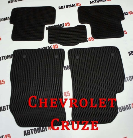 EVA ЭВА  коврики в салон Chevrolet Cruze 2008-2015г черный рисунок ромб комплект 5шт    фото 1