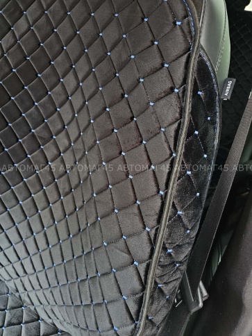 Гелакси  Накидки на сиденье на силиконе велюр черные с синей ниткой 2шт  фото 5