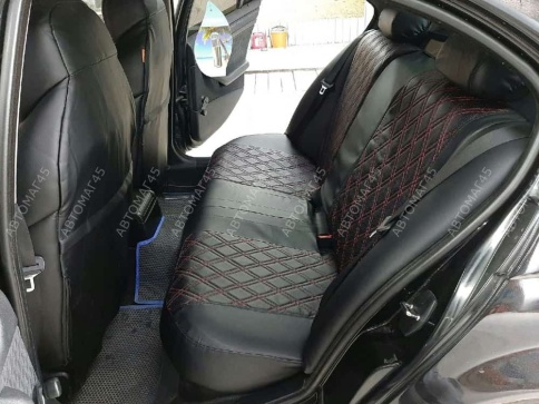 Экстрим  чехлы универсальные экокожа черный черный и красная нить ромб комплект    фото 6