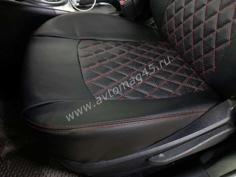 Авточехлы  Kia Sportage Киа Спортаж 2010-2016г Hyundai ix35 9-15г экокожа черная серая нить ромб    фото 6