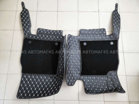 Ковры  5D экокожа Toyota Land Cruisеr 200 2007-2015г черный с бежевой ниткой+ворс комплект АКЦИЯ! фото 4