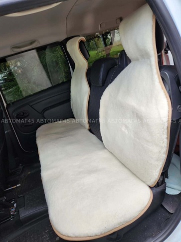 Рус Автотренд  Накидка  задний ряд короткий ворс белый шерсть 70% комплект 3шт Рус    фото 6